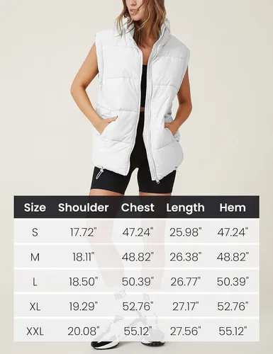 Vista 3 de Athlisan Chaleco acolchado con cremallera para mujer, cuello alto, sin mangas, acolchado