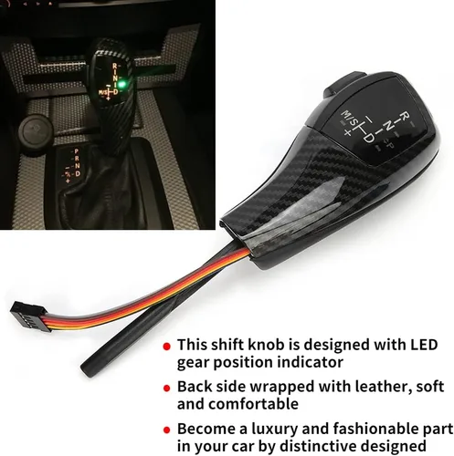 Vista 3 de Acouto Pomo de palanca de cambios automático para E46 E60 E61 Refit para coche F30 eléctrico LHD automático LED palanca de cambios Kit