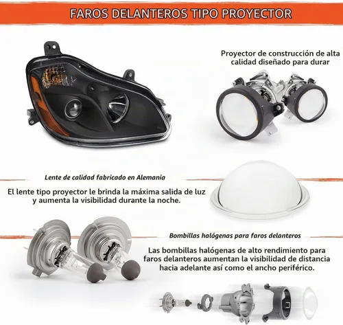 Vista 3 de AKKON – Compatible con faros delanteros de proyector estilo halógeno Kenworth T680 OE 2013-2019, carcasa negra, reemplazo de par