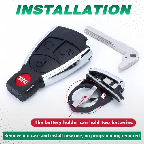 Vista 5 de Beefunny Carcasa de repuesto para llavero remoto modificado para Mercedes-Benz C230 C280 C350 C43 AMG CL500 CL600 CLK320 CLK430 CLK500 CLK55 AMG