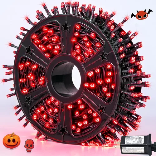 Vista 24 de JMEXSUSS 400 luces LED de Navidad rojas, blancas y verdes, luces de árbol de Navidad de 132 pies con control remoto, tira de luces para interiores