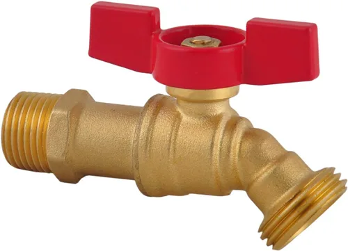 Vista 6 de LD Valve - Manguera macho Bibb 1/2 pulgada MIP X 3/4 pulgadas MHT para riego de jardín, babero de manguera de cierre de 1/4 con mango en T