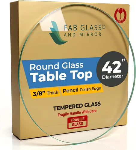 Vista 74 de Fab Glass - Mesa redonda de cristal de 48 in, grosor de 3/4 in, cristal pulido plano templado, Vidrio, Transparente