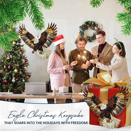 Vista 4 de FLAGWIX Regalos de águila calva de Navidad para hombres y mujeres - Adornos acrílicos planos 2D (no 3D) 2025 para decoraciones - Adorno de águila