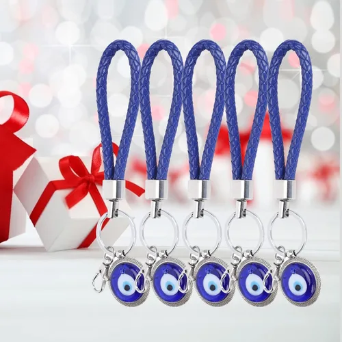 Vista 4 de 5 llaveros de mal de ojo, dije azul de ojo malvado, colgantes de cristal turco para manualidades con llavero, adorno colgante, accesorios