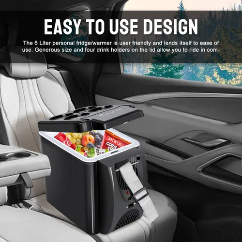 Vista 8 de CAYNEL Termoeléctrico Personal de 12V 6 Cuartos, Capacidad de 6 Litros, Enfriador Calentador Eléctrico Portátil con 12V DC, Refrigerador Pequeño