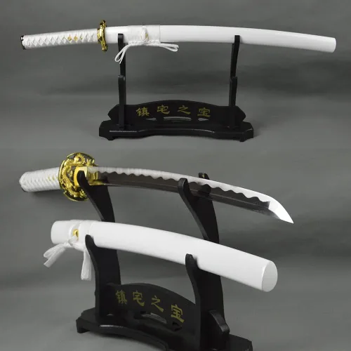 Vista 20 de Espada samurái Wakizashi hecha a mano, Katana de espiga completa, espada media, cuchillos japoneses hechos a mano listos para la batalla