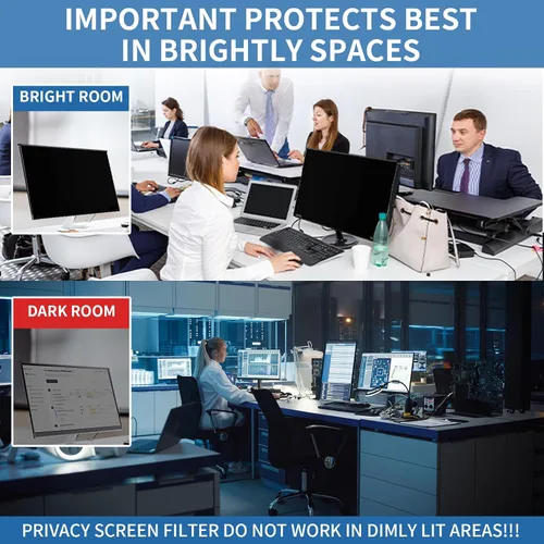 Vista 3 de Paquete de 2 filtros de pantalla de privacidad de computadora de 24 pulgadas para monitor 16:9, anti-luz azul, anti-UV, bloqueo de luz azul