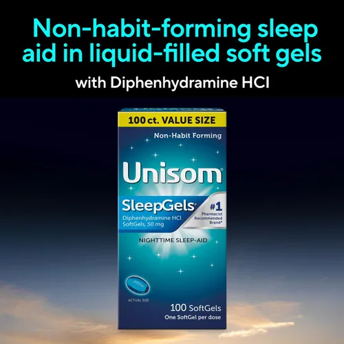 Vista 7 de Unisom SleepGels - Cápsulas de ayuda para dormir nocturnas para adultos, difenhidramina HCI 50 mg, medicina para dormir que no forma hábito