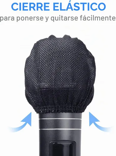 Vista 4 de 120 piezas (60 pares) Fundas desechables para micrófono no tejidas, cubiertas de micrófono envueltas individualmente para cubiertas de micrófono
