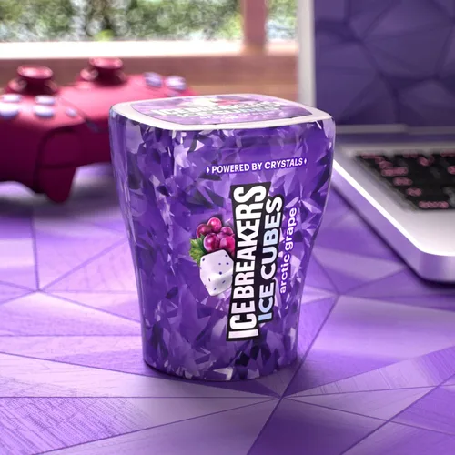 Vista 6 de ICE BREAKERS Ice Cubes Goma de mascar sabor uva ártica, sin azúcar, botellas, 3.24 oz (6 unidades, 40 piezas)