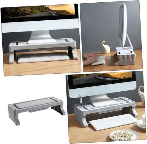 Vista 4 de jojofuny Soporte multifuncional para monitor con soporte elevado para portátil, organizador de estante de almacenamiento para escritorio de oficina