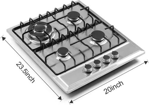 Vista 8 de Cocina de gas integrada de 24"x20" de 4 quemadores de acero inoxidable con kit de conversión NG/LPG, protección de termopar y fácil de limpiar