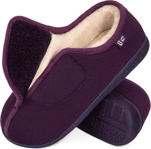 Vista 12 de LongBay Pantuflas ajustables para mujeres, de espuma viscoelástica, cómodas, anchas, zapatos de casa para diabéticos, Edema, ortopédicos
