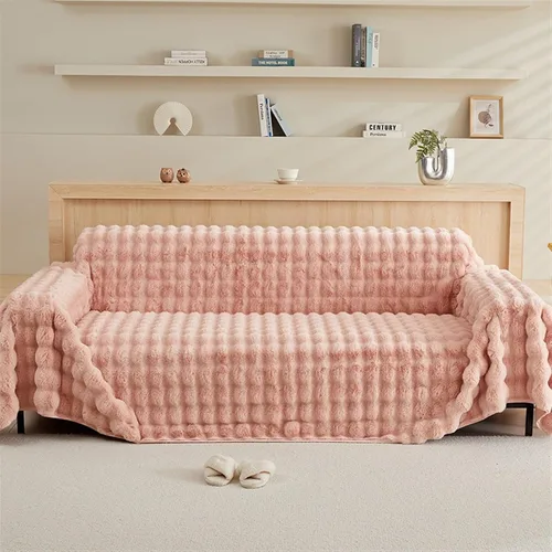 Vista 4 de Funda para sofá, funda lavable de una pieza para sofá, funda de cojín gruesa de felpa de conejo para invierno, funda protectora de muebles, camello