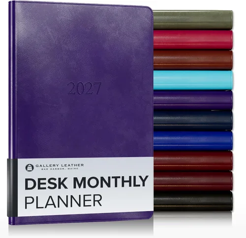 Vista 46 de Gallery Leather Agenda mensual grande 2026-2027 Acadia Navy