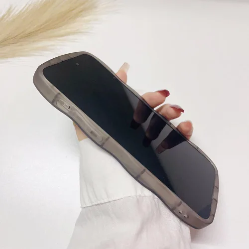 Vista 7 de Funda compatible con iPhone 15 Pro Max, bonita funda ondulada con flores transparentes, funda protectora estética floral de TPU suave para iPhone 15