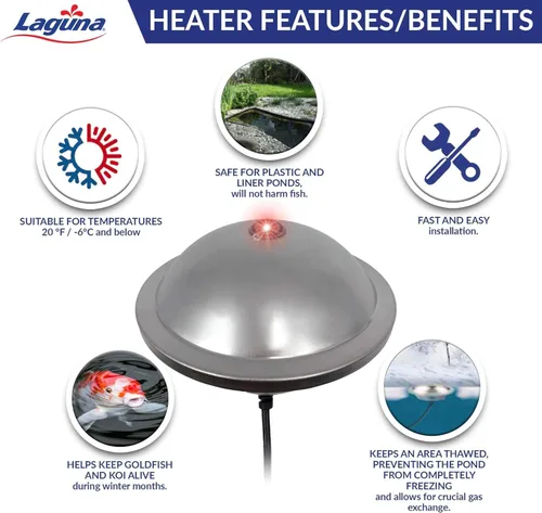 Vista 3 de Laguna PowerHeat - Calentador de estanque de 500 vatios para estanques al aire libre con peces