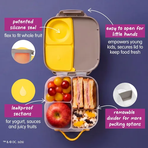 Vista 5 de b.box Mini lonchera de Batman, recipientes para aperitivos para niños, reutilizable, pequeña caja Bento para el almuerzo, contenedor de aperitivos