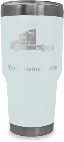Vista 8 de LaserGram Taza aislada al vacío de 20 onzas, cabina de camión, grabado personalizado incluido (negro)