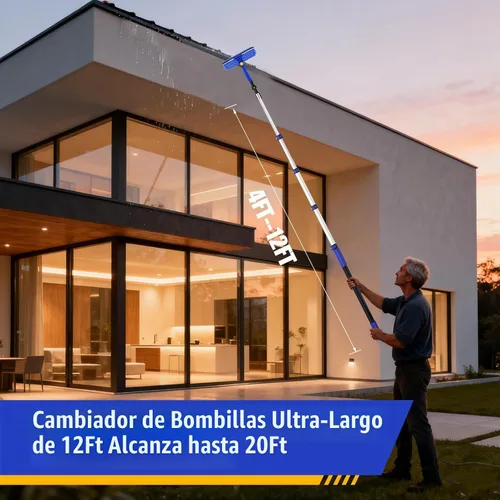 Vista 7 de Kit de cambiador de bombillas de 20 pies para techos altos con poste de Azul