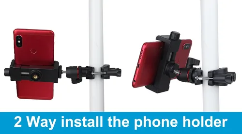 Vista 4 de Soporte de micrófono para teléfono Soporte de micrófono Abrazadera de montaje de teléfono con clip de teléfono ajustable, montaje de cabeza de bola