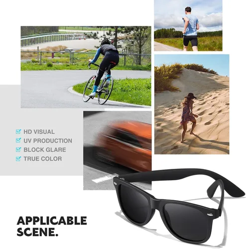 Vista 6 de DEMIKOS Gafas de sol polarizadas para hombre, lentes de espejo retro de moda para conducir, pescar, protección UV400