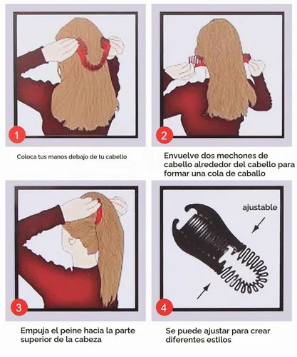 Vista 3 de Peines de plátano entrelazados elásticos y flexibles, pinzas flexibles para cola de caballo, accesorios para el cabello para mujeres y niñas, 2
