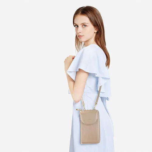 Vista 7 de S-ZONE - Bolso cruzado para mujer, de cuero sintético de PU, con bloqueo RFID, para teléfono celularbilletera