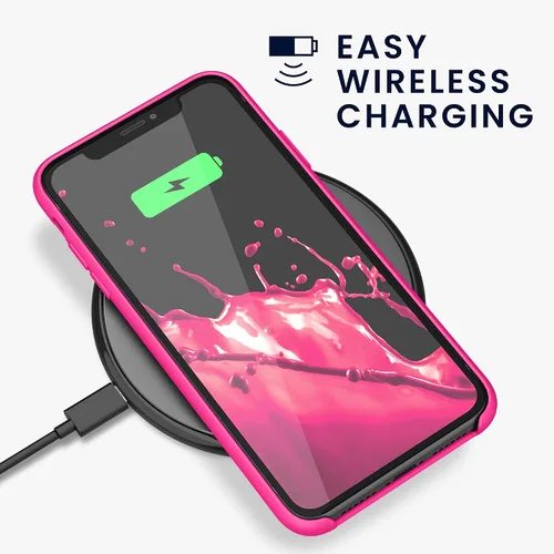 Vista 5 de kwmobile Funda compatible con Apple iPhone 11 - Funda de silicona TPU con acabado suave - Rosa neón