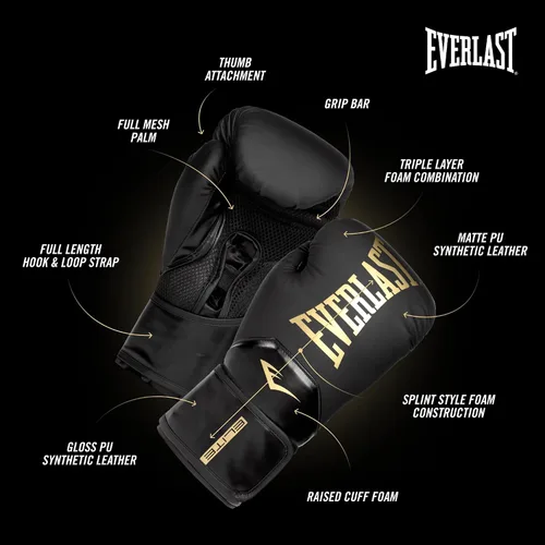 Vista 4 de Everlast Guantes de boxeo Elite 2 Negro/Dorado