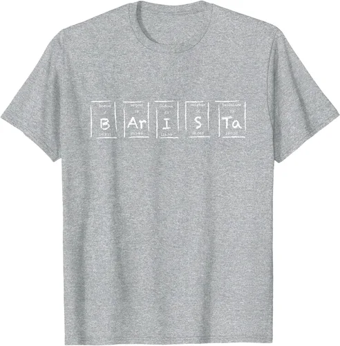 Vista 43 de Barista Espresso Latte Cappuccino Coffee Periodic Table T-Shirt Asphalt Grey