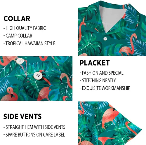 Vista 5 de 365CUSGIFTS - Camisa hawaiana de verano tropical Aloha con botones, manga corta, regalo de cumpleaños para hombres y mujeres