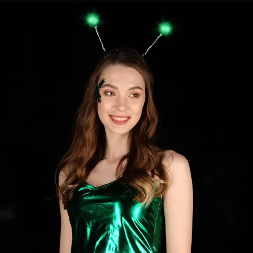 Vista 3 de Funcredible Alien Headband and Glitter - Martian Alien Antenna Headband - Space Costume Accessories - Sparkly Alien Costume