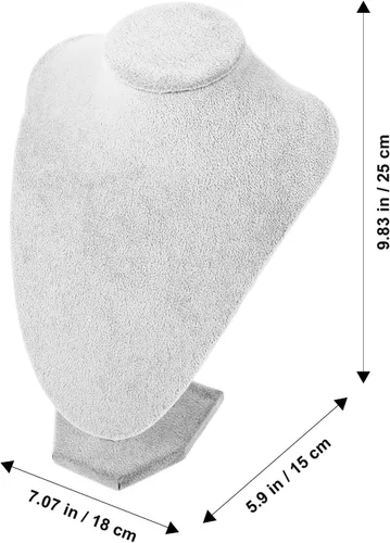 Vista 2 de VICASKY Jewelry Display Stand Necklace Bust Mannequin Model 25x18cm Frosted Velvet Necklace Holder Jewelry Showcase Rack for Pendant Organization