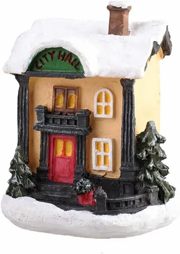 Vista 11 de Ochine Casa con luz de pueblo navideño, decoración navideña con luz LED, material de resina, edificios coleccionables de vacaciones