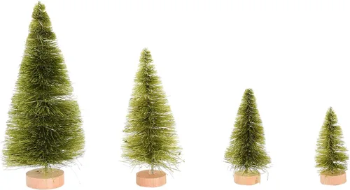 Vista 4 de JUOPZKENN 16 árboles de Navidad artificiales verdes, seda y madera, mini árboles de pino Xmax para manualidades, decoración de invierno, decoración