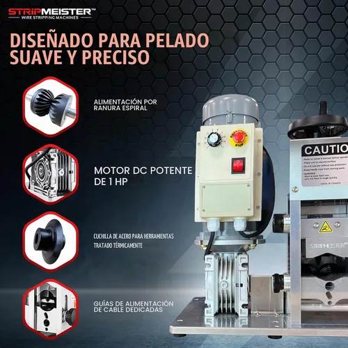 Vista 3 de StripMeister Máquina peladora de cables industrial E2000x - Tamaño de cable de hasta Ø3-1/8", sin atascos, pelacables automático con motor de CC