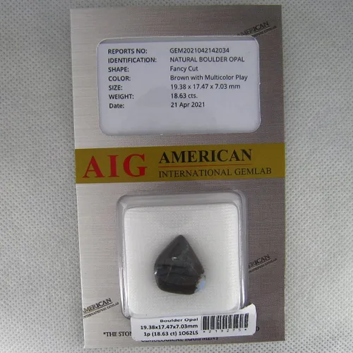 Vista 2 de 18.63 ct AIG CERTIFICADO DE CORTE FANCY (0.748 x 0.669 in) PIEDRA SUELTA AUSTRALIANA OPAL NATURAL SUELTA NO CALENTADASIN TRATAR, Gema, Ópalo