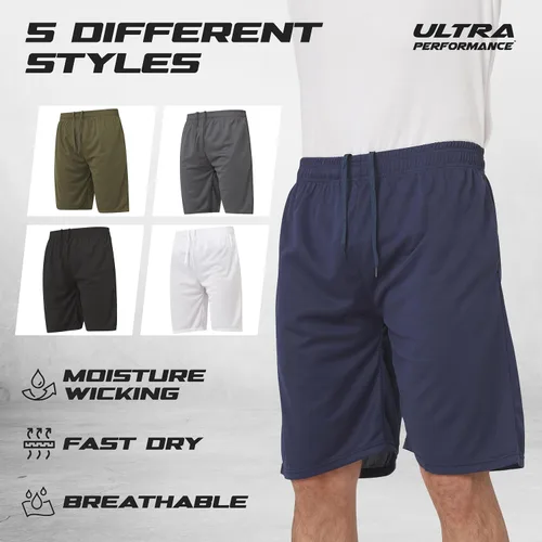 Vista 5 de Ultra Performance Paquete de 5 pantalones cortos para hombre, pantalones cortos atléticos de gimnasio, pantalones cortos de baloncesto para hombres