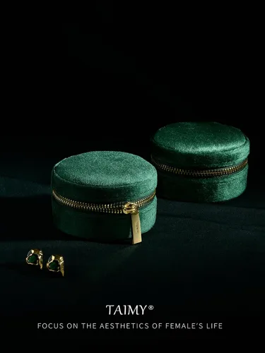 Vista 4 de TAIMY Joyero de viaje de terciopelo, estuche redondo y pequeño de joyería de viaje para mujeres y niñas, mini cajas organizadoras de viaje