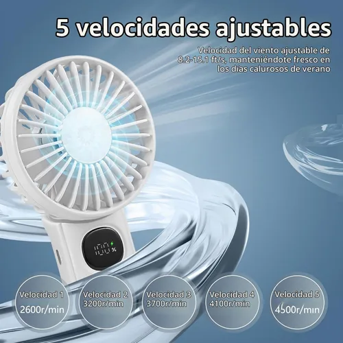 Vista 2 de [Paquete de 2 ventiladores portátiles de mano] Ventilador de mano personal para viajes, ventilador de cuello de pestañas plegable con pantalla