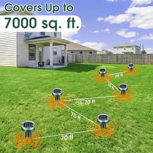 Vista 3 de Repelente de topos para césped – Repelente ultrasónico de tope alimentado por energía solar para jardín, patio, pico sónico impermeable