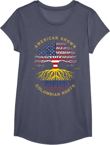 Vista 12 de Camiseta de regalo con la bandera de Estados Unidos con árbol de raíces colombianas
