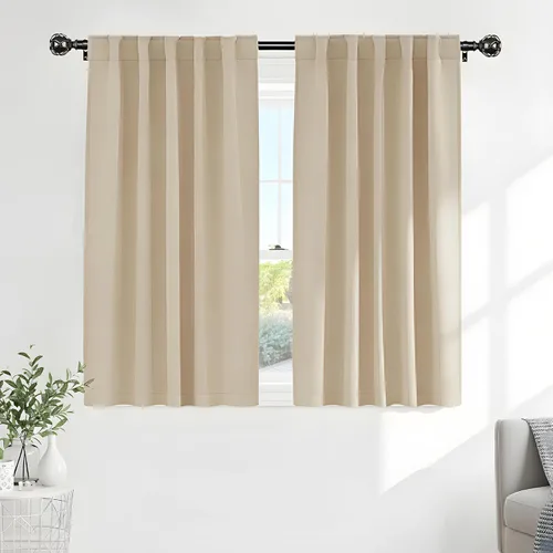 Vista 49 de PONY DANCE Cortinas cortas con aislamiento térmico para ventana pequeña, para guardería, baño, cocina, lavandería, caravana, sótano, 29 pulgadas