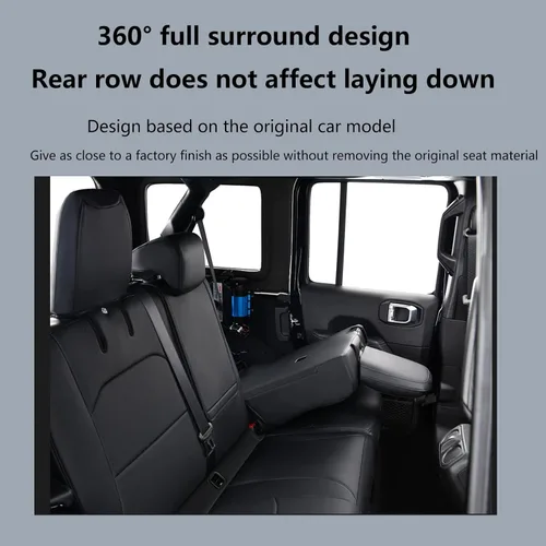 Vista 4 de Fundas de Asientos de Automóvil de Ajuste Personalizado para Jeep Gladiator 2020-2025 con Cuero Impermeable y Compatible con Airbag, Protector