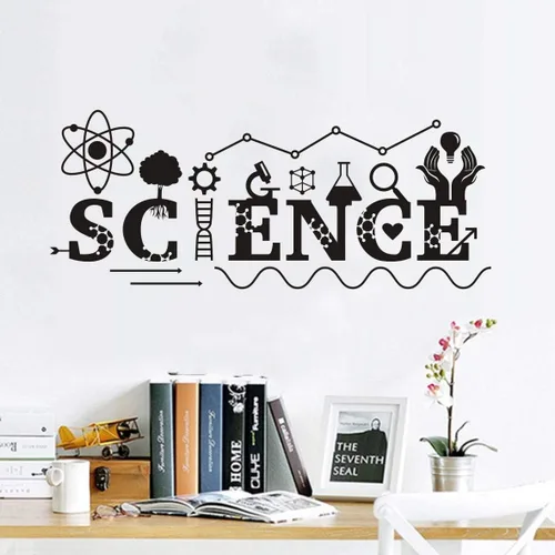 Vista 6 de Calcomanía de pared de química para aula o laboratorio, calcomanía de molécula de corazón de ciencia con diseño de "Química del amor", arte