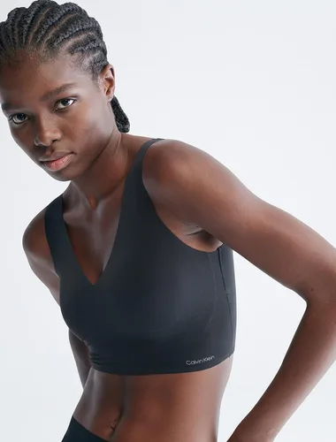 Vista 3 de Calvin Klein Sujetador Invisibles Comfort sin costuras con cuello en V ligeramente forrado para mujer, Descalzo, negro, castaño, castaño claro