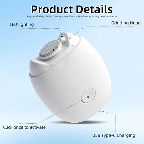 Vista 3 de Amoladora de uñas automática universal, molinillo de uñas automático, amoladoras inteligentes de uñas, bajo ruido, con luz LED y 3 velocidades