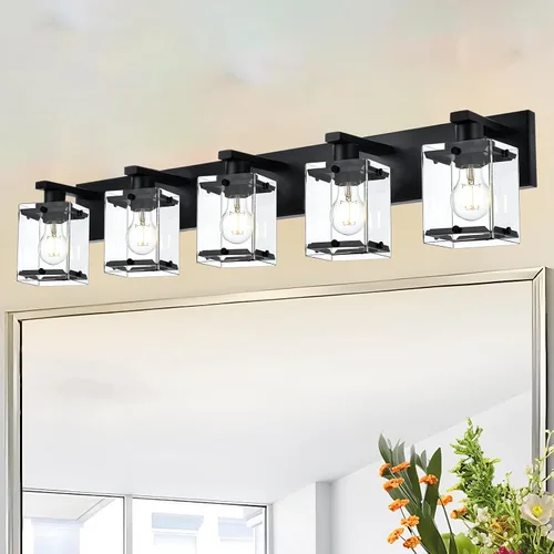 Vista 18 de Iluminación de aplique de pared de 2 luces con base de bombilla E26, lámpara de tocador de baño moderna de níquel cepillado para sobre espejo